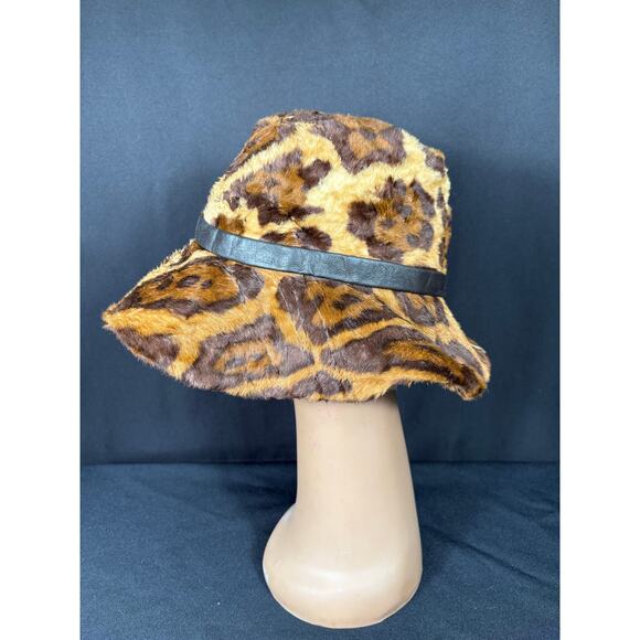 Vintage 60\'s Leopard Faux Fur Bucket Hat Leather Band Mr. John Classic main image 6
